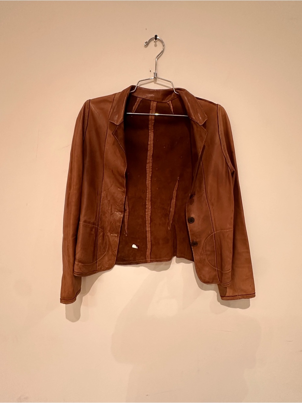 Vera Pelle Brown Leather Blazer Jacket